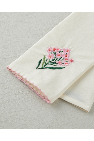 English Home Blossom Frame Pamuk Polyester Nakışlı Kurulama Bezi 30x50 Cm Pembe