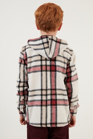 Lela Kapüşonlu Cepli Ekoseli Oduncu Erkek Çocuk Gömlek Cf22W814672 Kırmızı