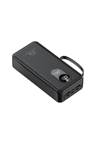 30.000mah 22.5w 3a Hızlı Şarjlı Dahili Kablolu Lcd Göstergeli Hızlı Powerbank-1665 Siyah