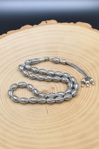 Erkek 925 Ayar Gümüş Kalem Işçilikli Oksitli Tesbih Orta Boy -22 Gr- 901352 Gümüş