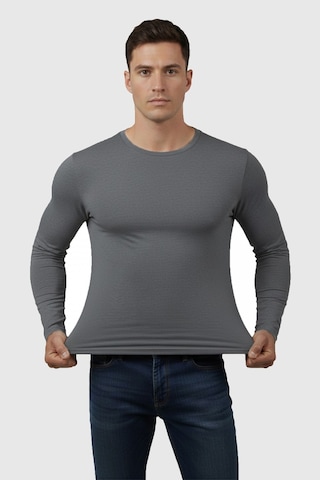 Rizzup Antrasit Dar Kalıp Likralı %90 Pamuk Erkek Sweatshirt Vücuda Oturan İnce Penye Sweat 2300423