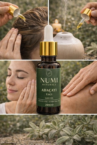 %100 Saf Adaçayı Yağı 20 Ml Uçucu Yağ Aromaterapi, Difüzör Ve Buhurdanlık İçin