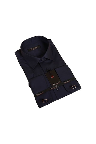 Dicotto Lacivert Dar Kesim Micro Kumaş Kol Düğmeli Slim Fit Erkek Gömlek - 201-12 001