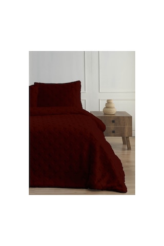 Bella Home Diamond 3 Parça Pietra Çift Kişilik Kürk Comforter Yorgan Seti - 220x240 Cm - Pvc Orijinal Çantalı Bordo