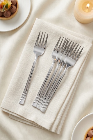 Karat Steel 6 Parça Tatlı Çatalı Takımı - 16 Cm Silver