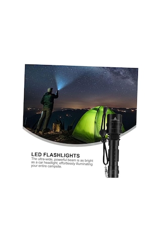 Usb Şarjlı Su Geçirmez El Feneri Yüksek Lumenli Led Işık Kamp Ve Avcılık Için Uygun Dayanıklı Alüminyum Gövde Geniş Açılı Görüş Açısı Ile Gece Güvenliği Enerji Sınıfı A++ Siyah