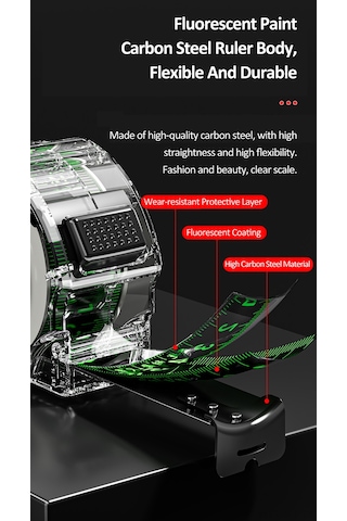 Singree "7,5 Metre Floresan Şeritli Yüksek Hassasiyetli Şeffaf Şerit Metre - Dayanıklı Metal Aks"