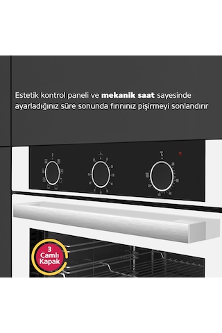 Simfer 8221 9 Fonksiyon QS Beyaz Cam Ankastre Fırın Power Turbo Pop-up