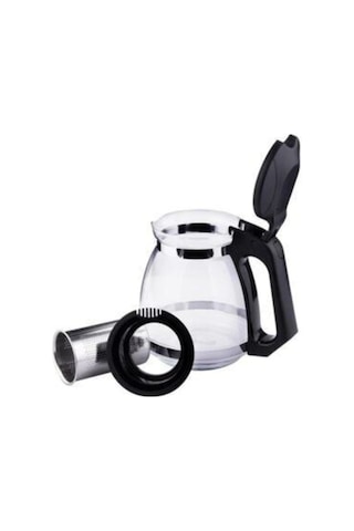 Isıya Dayanıklı Süzgeçli Cam Demlik 1500 Ml Çaycı Çay Makinesi Demliği Teapot 1.5 Litre Siyah