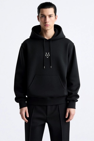 Benerly Erkek Kapüşonlu Standart Kol Kanguru Cep Sweatshirt Fonksiyonel D siyah