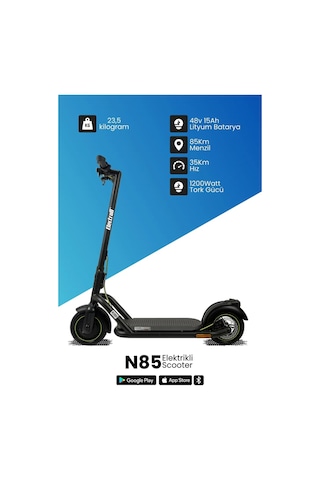 Electroll N85 Elektrikli Scooter Yenilikçi Teknoloji, Güvenli S Siyah