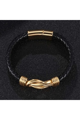 Erkekler İçin Klasik Düzensiz Deri Bileklik Paslanmaz Çelik Tokalı Charm Punk Tarzı Erkek Bileklik Takı Hediyeleri Siyah