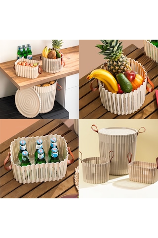 Porsima 4315 Cappuccino 3'lü Sepet Seti Banyo Mutfak Organizeri