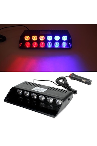 Araç Içi Vantuzlu Cama Çakar Kırmızı Mavi 6 Led 12 Farklı Mod (533112873)