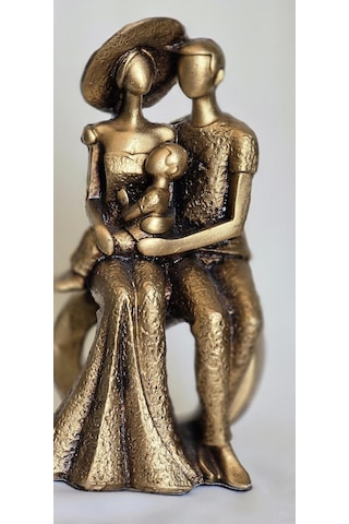 Aile Figürlü Dekoratif Biblo Modern Klasik Rustik Vintage Gold Renkli Sanatsal Obje El Yapımı El Boyama Dayanıklı Diğer