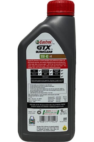 Castrol Gtx Ultraclean 10W-40 A/B Motor Yağı 1 L