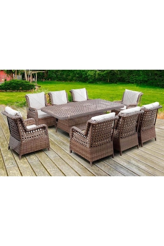 Diesse Home Monaco Rattan Kahverengi Bahçe Mobilyası Gri
