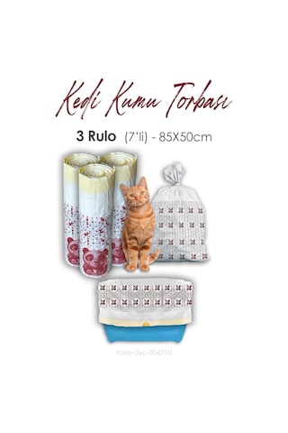 Rosie Kedi Kumu Torbası 85 x 50 CM 7'li 3 Rulo