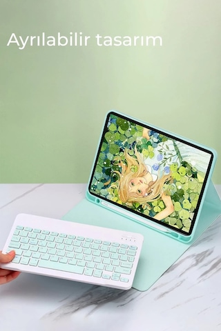 Apple Uyumlu İpad 5 Air 9.7 Kılıf Kc01 Smart Klavyeli Tablet Kılıfı - Siyah Arka Kapak