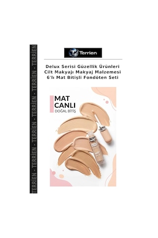 Delux Serisi Güzellik Ürünleri Cilt Makyajı Makyaj Malzemesi 6'lı Mat Bitişli Fondöten Seti Set
