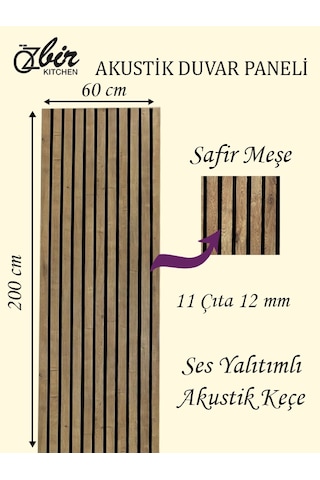 Özbir Mobilya Safir Meşe Akustik Duvar Paneli 60x200 Ahşap Duvar