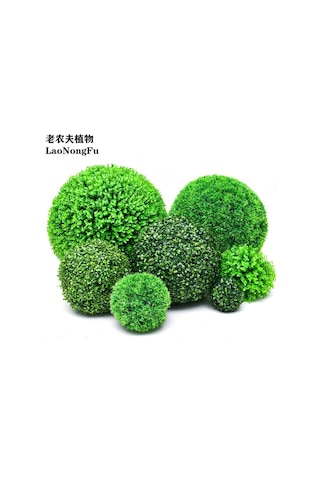 Reedark Yüksek Kaliteli Simülasyon Çim Top Dekorasyonu - Milan Yeşil Bitki Topu, 18cm Çapında Gümüş