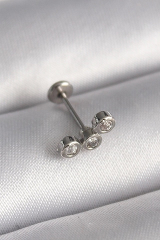 Mey İthalat 316l Çelik Gümüş Renk Zirkon Taşlı Tragus Piercing 27221113