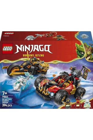LEGO® NINJAGO® Kai ve Cole’un Birleşen Araçları 71864 - 7 Yaş ve Üzeri için 3 Minifigür İçeren Oyuncak Yapım Seti (394 Parça)
