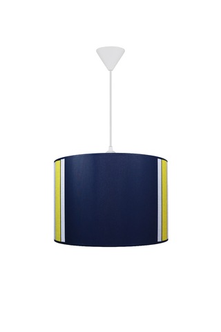 Silindir Kumaş Avize Sarkıt - Beyaz Sarı Şeritli Lacivert