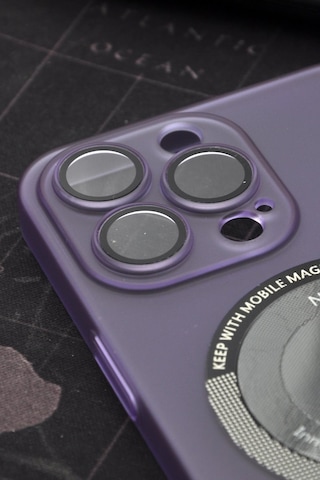 Apple Uyumlu iPhone 13 Pro Max Uyumlu Mor Renkli Yarı Şeffaf İnce Sert Kapak Kılıf Kamera Lens Korumalı Mor -