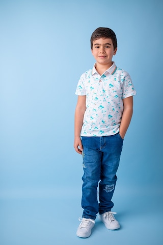 Zeyland Erkek Çocuk Mavi Palmiye Nakışlı Kot Pantolon 5-14yaş -mavı Mavi