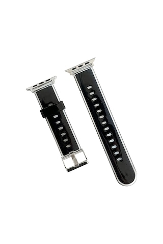 Movenchy Apple Watch 38mm Jelly Silikon Kordon - Siyah Açık Mor