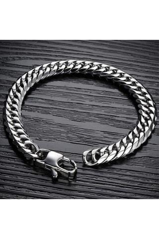 Chavin 8 Mm. 20 Cm. Gri Çelik Erkek Bileklik Dg35 Beyaz