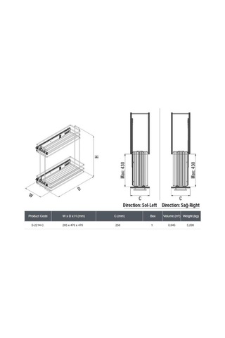 Starax S-2214-c Yandan Teleskopik Raylı Krom Deterjanlık Krom