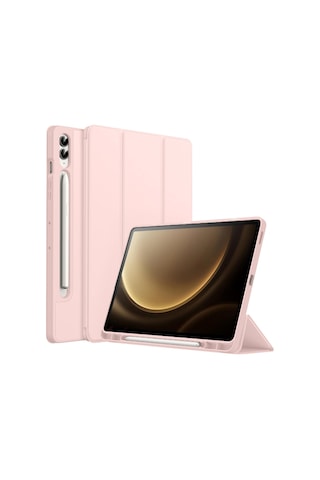 Samsung Galaxy Uyumlu Tab S9 Fe Plus X610 12.4 İnç Kılıf Premium Silikon Kalem Bölmeli Smart Case Kapaklı Kılıf