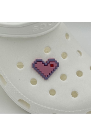 Crocs Terlik Süsü Ve Aksesuarı , Çanta Süsü Renkli Jibbitz Minecrft Kalp 03 Görselli Figür Aksesuarı Pembe-lila-kırmızı