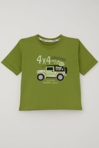 Breeze Erkek Çocuk Şortlu Takım 4x4 Arazi Araba Baskılı 3-7 Yaş, Yağ Yeşili