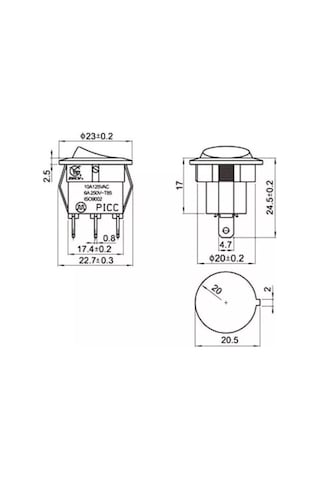 20 Adet 12V Nokta Işıklı 20Mm Marin Anahtar