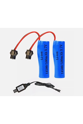 3.7v 14500 Lion 2 Adet Oyuncak Pili Ve Usb Şarj Cihazı