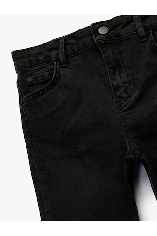 Koton Beli Ayarlanabilir Lastikli Cepli Denim Pantolon Siyah 6skb40006td Siyah