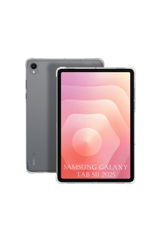 Samsung Galaxy Uyumlu Tab S11 İnç 2025 Kılıf Şeffaf Silikon Köşe Korumalı Clear Darbe Emici Arka Kapak Arka Kapak