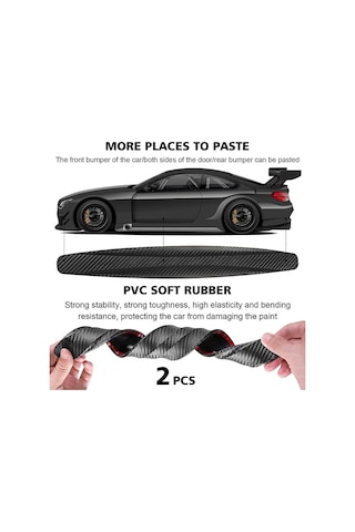 5d Karbon Esnek Tampon Koruma Bandı Tampon Koruyucu Şerit Yumuşak Bant 2'li Paket Siyah Karbon