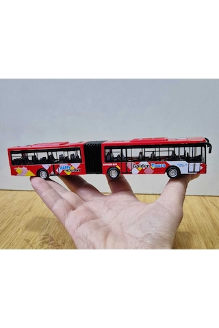 Oyuncak Otobüs Körüklü 22cm Şehir Yolcu Otobüsü Kırılmaz Metrobüs Kırmızı Kırmızı
