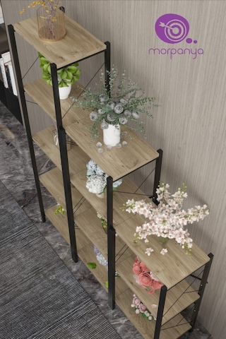 Morpanya Arveni Metal Çiçeklik Saksılık 3 Bölmeli Bahçe Balkon Çiçeklik R 001
