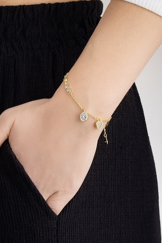 So Chic Kalp İkonlu 18 Ayar Sarı Altın Kaplama 21 CM Gümüş Minimal Bileklik