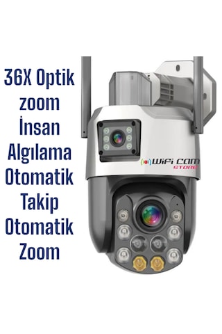 İcsee 6 Mp Çift Kameralı 36x Optik Zoom Büyük Ptz Wifi Kamera