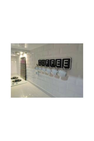 Pey Aksesuar Coffee Yazılı Mutfak Fincan Ve Kupa Askılığı 45cm X 10cm 45 X 10