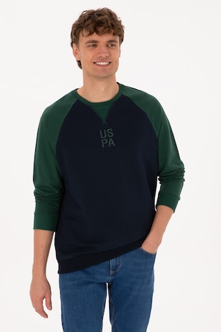 U.S. Polo Assn. Erkek Bisiklet Yaka Regular Fit Koyu Yeşil İnce Sweatshirt 50315420-VR079