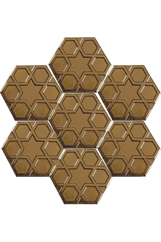 Armada Çini 15x17 Cm Rölyefli Yıldız Bronz Altıgen Çini Karo