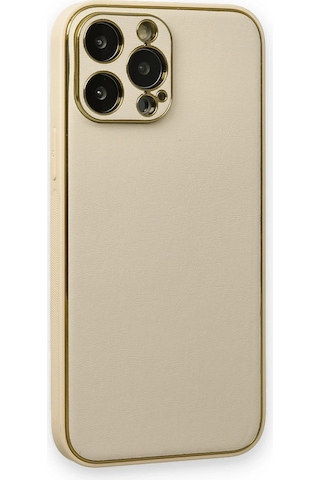 Cosmotex Newface Apple iPhone Uyumlu 13 Pro Kılıf Coco Deri Silikon Kapak - Gold